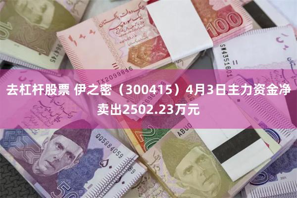 去杠杆股票 伊之密（300415）4月3日主力资金净卖出2502.23万元