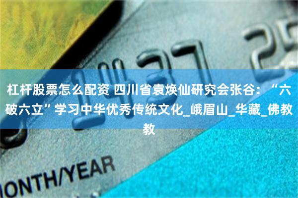 杠杆股票怎么配资 四川省袁焕仙研究会张谷：“六破六立”学习中华优秀传统文化_峨眉山_华藏_佛教