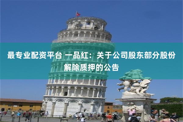最专业配资平台 一品红：关于公司股东部分股份解除质押的公告