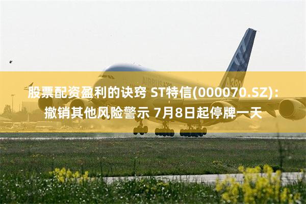 股票配资盈利的诀窍 ST特信(000070.SZ)：撤销其他风险警示 7月8日起停牌一天